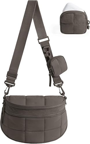 Women's Quilted Crossbody Bag with Adjustable Strap and Detachable Mini Pouch