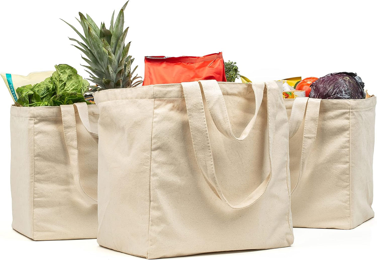 Reusable Canvas Grocery Bag for Shopping and Daily Errands